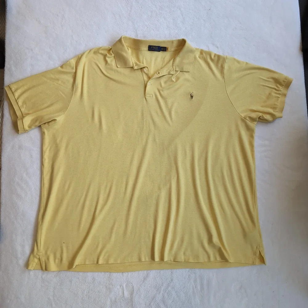 Polo Ralph Lauren Polo Shirt Mens 4XLT Yellow Cotton Short Sleeve Big & Tall